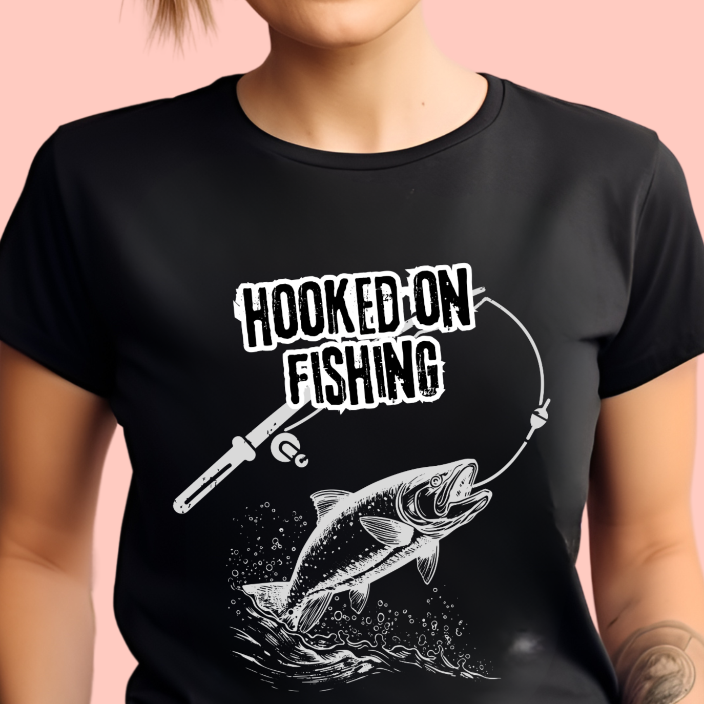 "Hooked on fishing" Unisex Cotton Tee