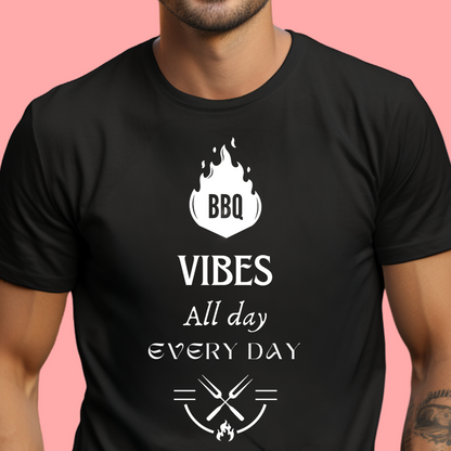 "BBQ vibes, all day, every day." Unisex Cotton Tee