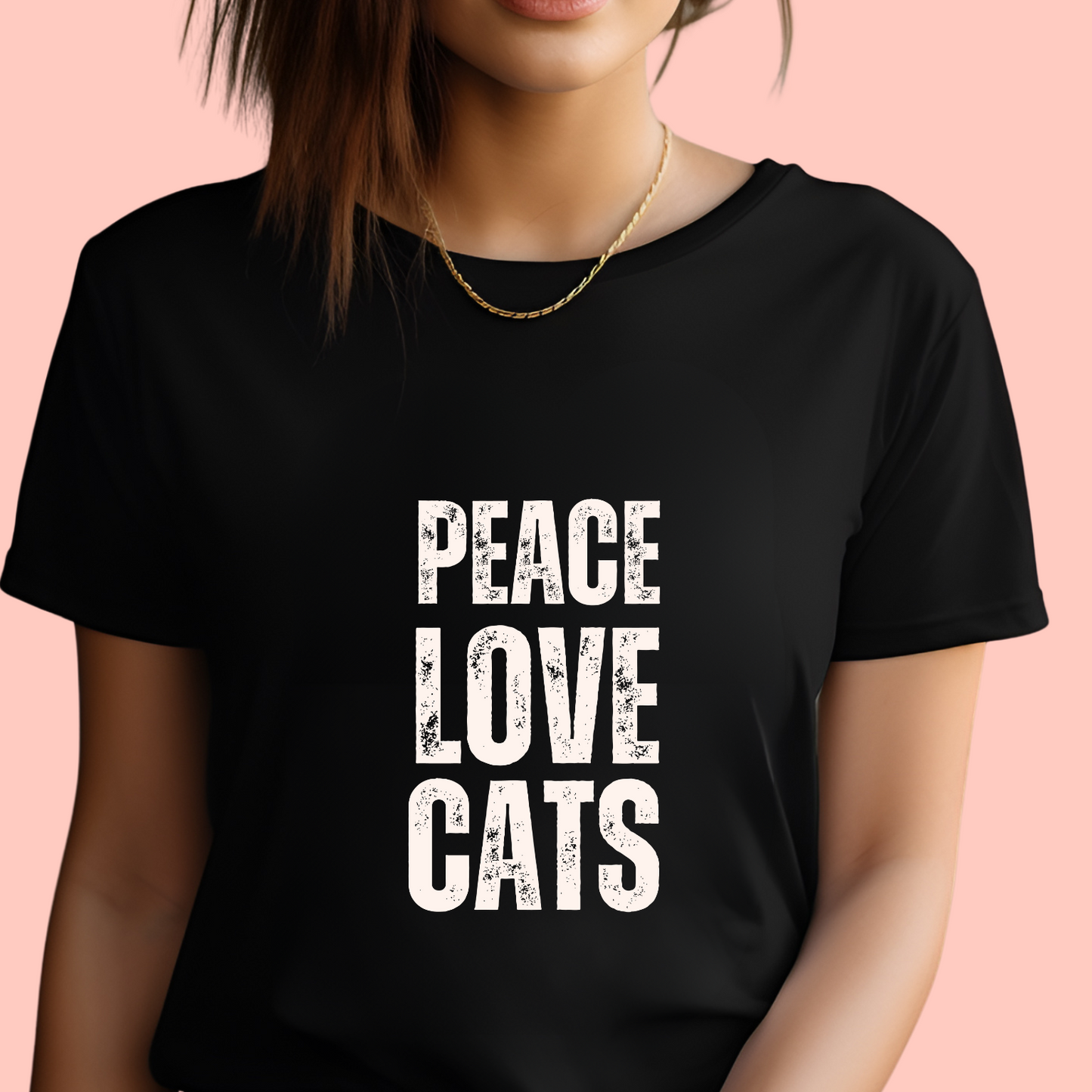 "Peace. Love. cats." Unisex Cotton Tee