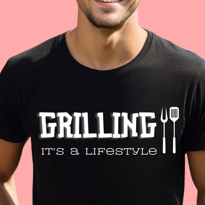 "Grilling: it's a lifestyle." Unisex Cotton Tee