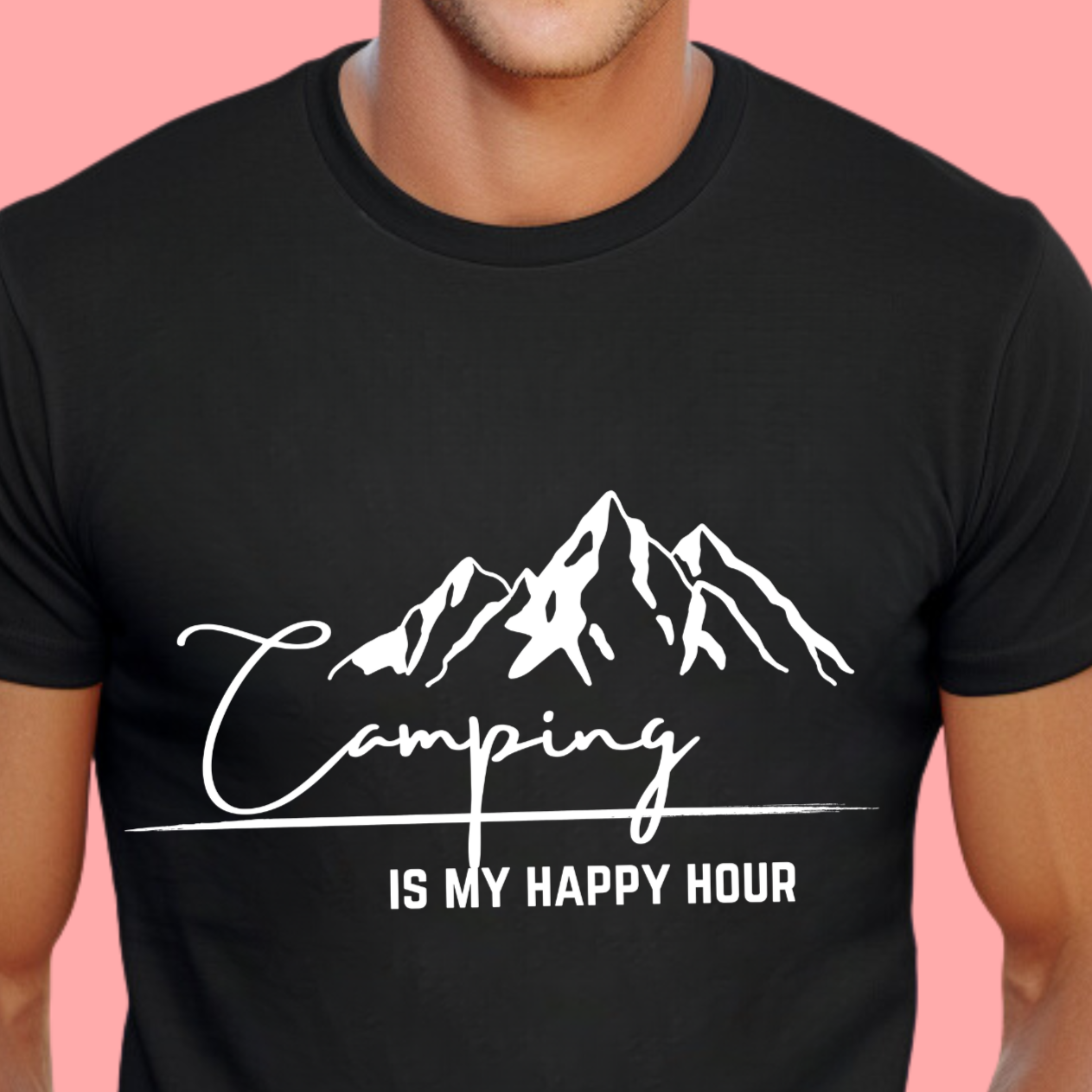 "Camping is My Happy Hour" Unisex Cotton Tee