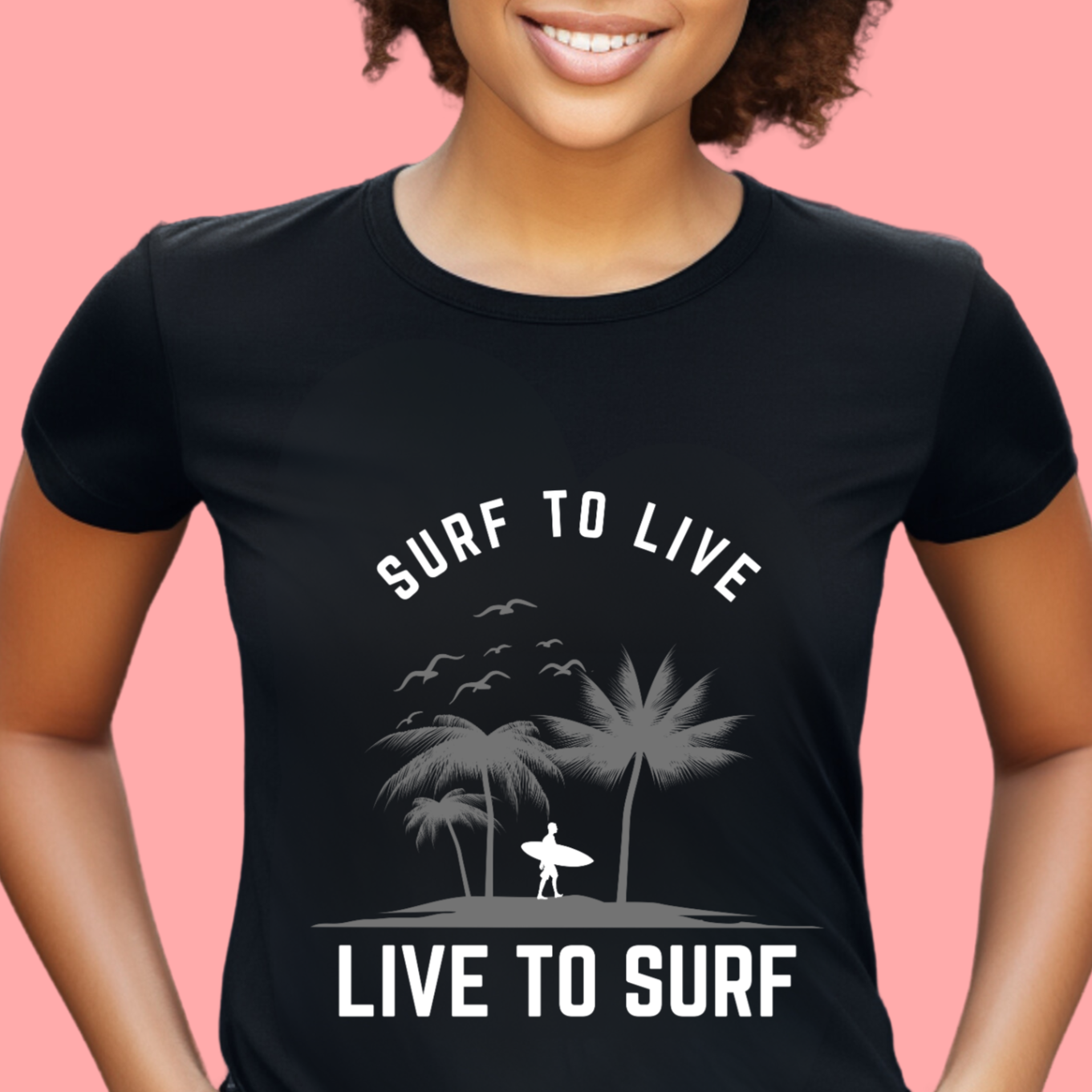 "Surf to live, live to surf." Unisex Cotton Tee