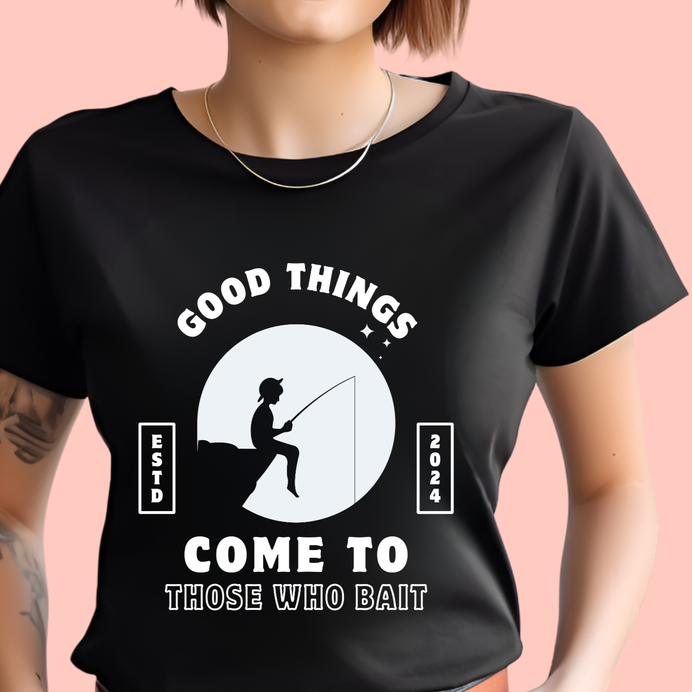 "Good things come to those who bait" Unisex Cotton Tee