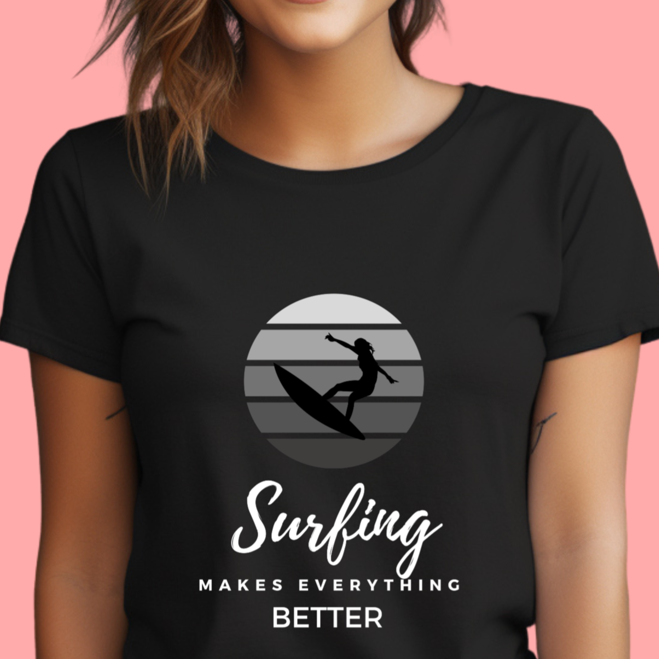 "Surfing makes everything better." Unisex Cotton Tee