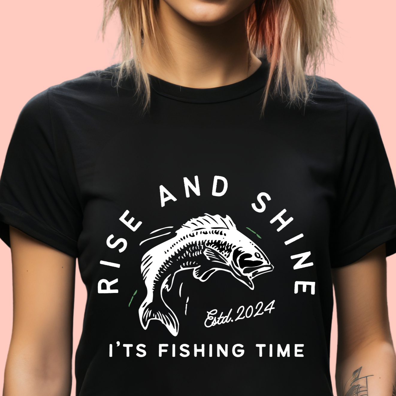 "Rise and shine it's fishing time" Unisex Cotton Tee