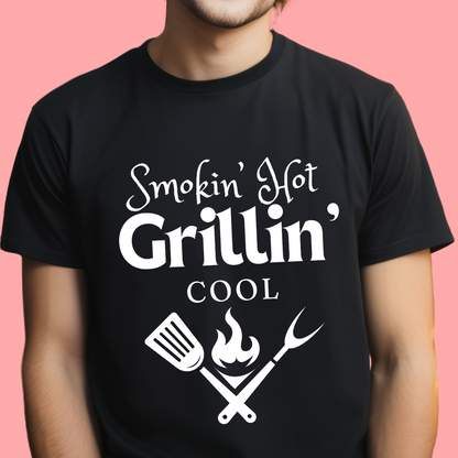 "Smokin' hot and grillin' cool." Unisex Cotton Tee