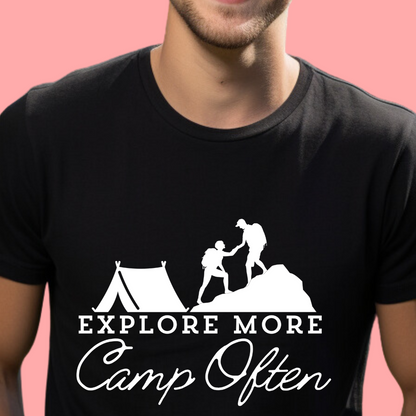 "Explore More, Camp Often" Unisex Cotton Tee