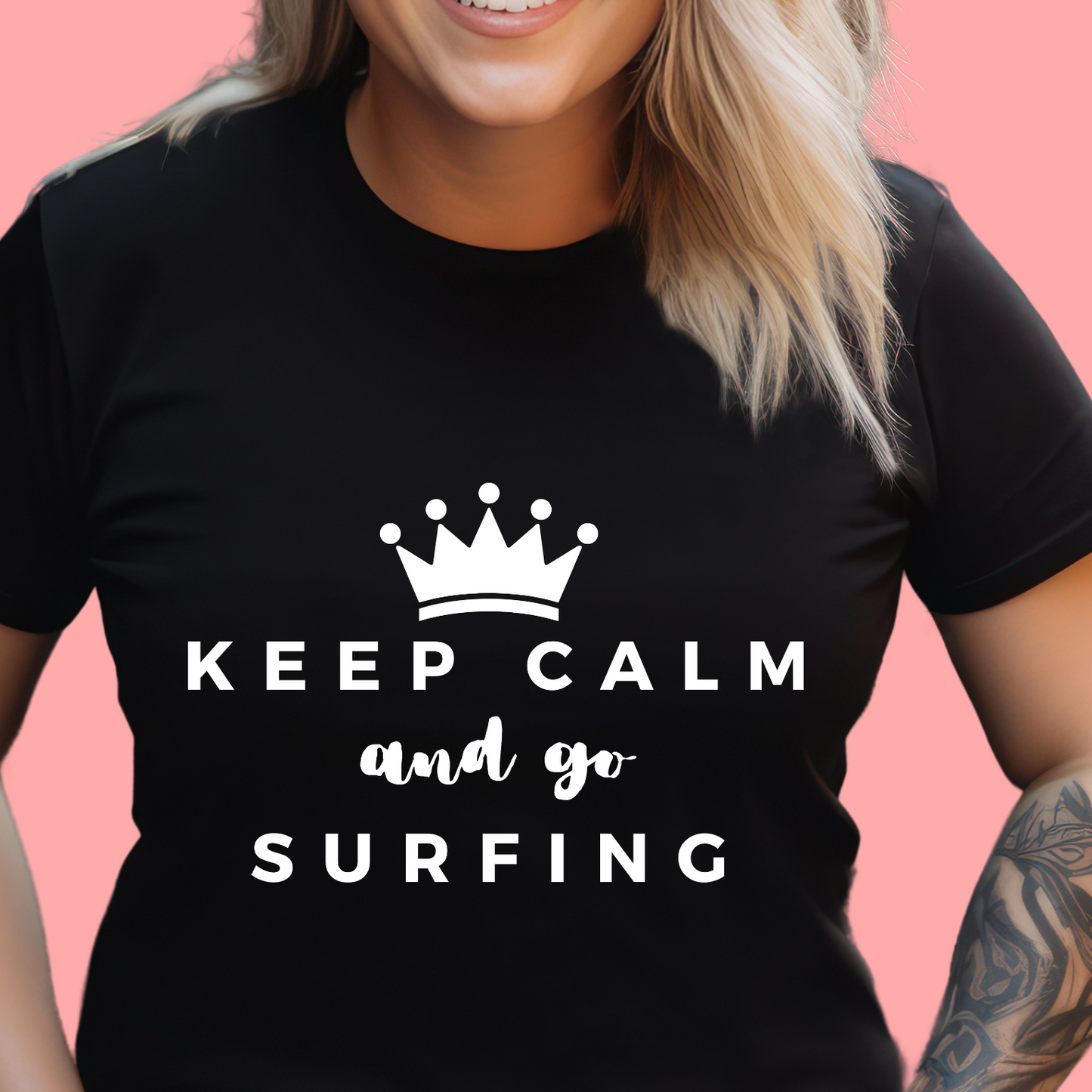 "Keep calm and go surfing" Unisex Cotton Tee