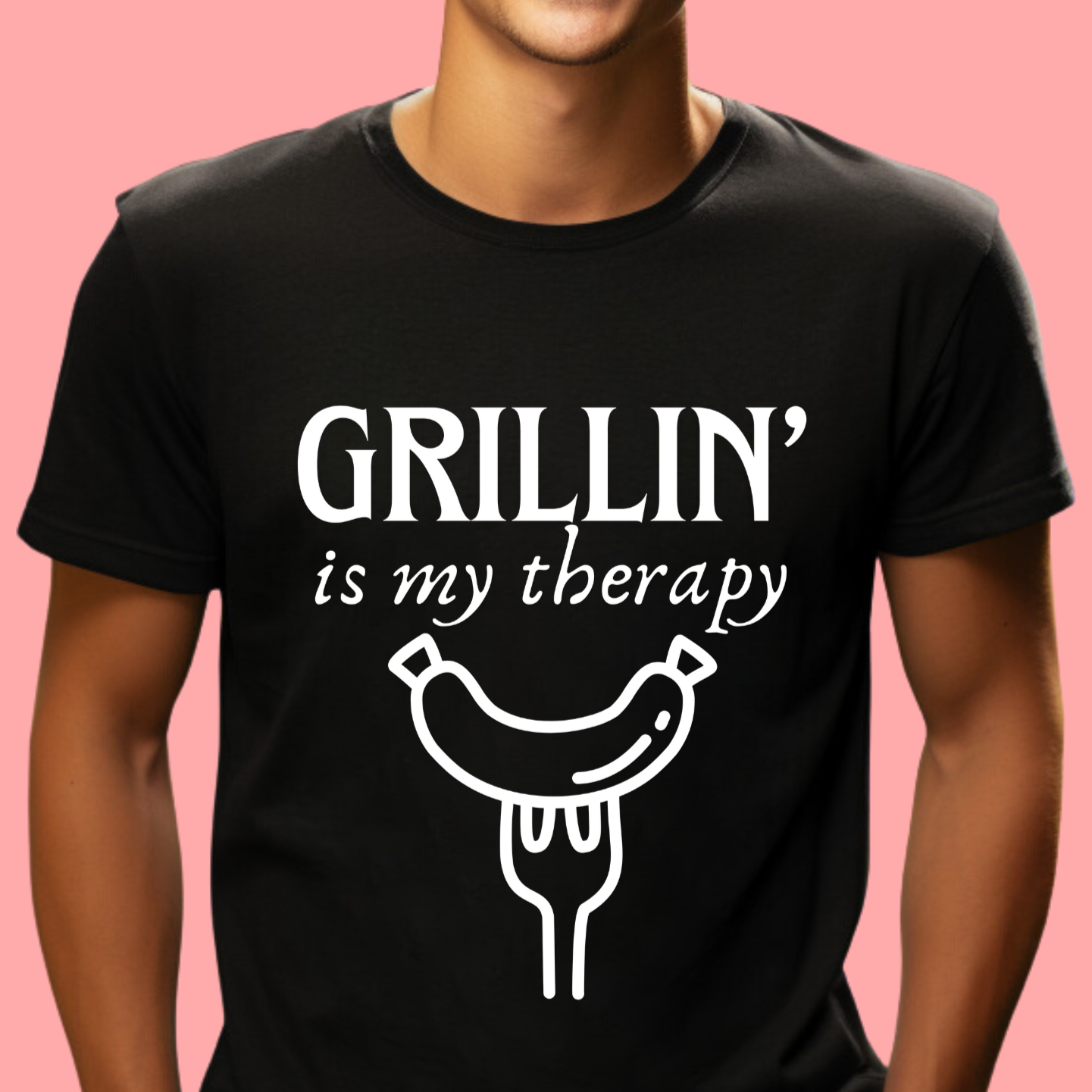 "Grillin' is my therapy." Unisex Cotton Tee