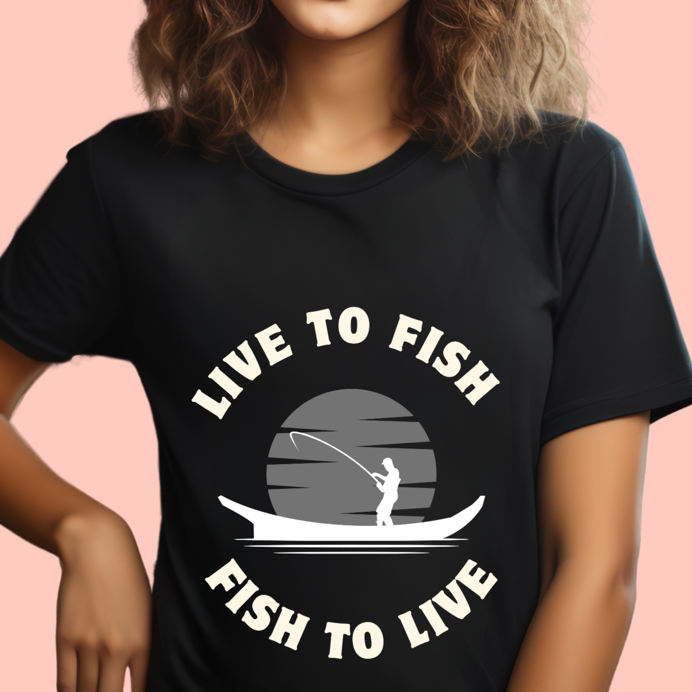 "Live to fish fish to live" Unisex Cotton Tee