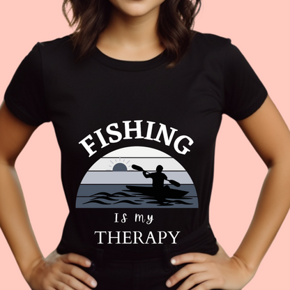 "Fishing is my therapy" Unisex Cotton Tee