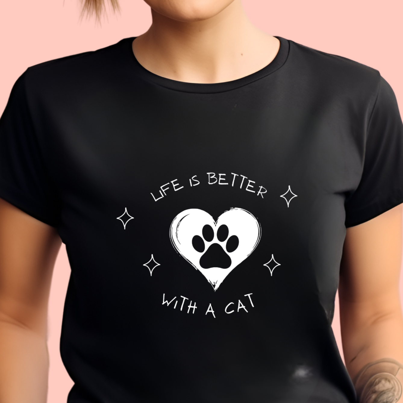 "Life is better with a cat" Unisex Cotton Tee