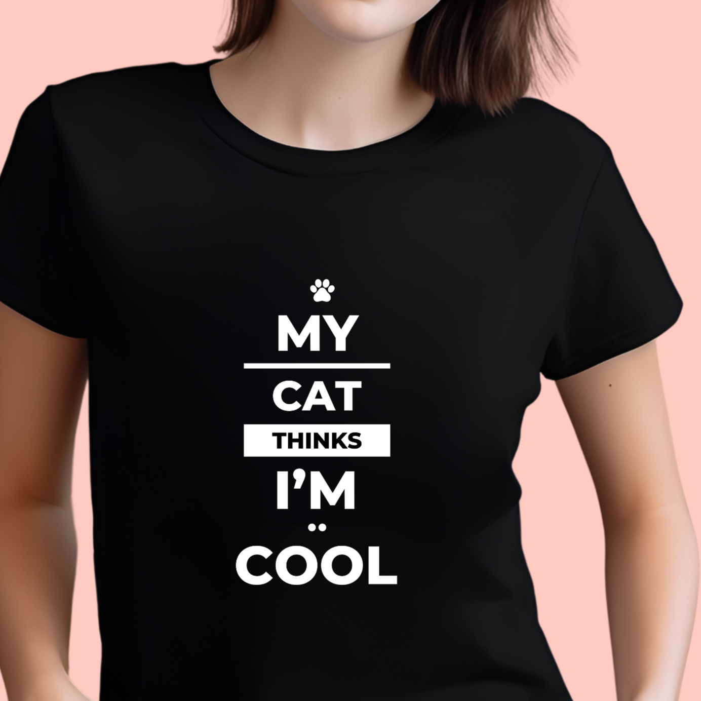 "My cat thinks I'm cool" Unisex Cotton Tee