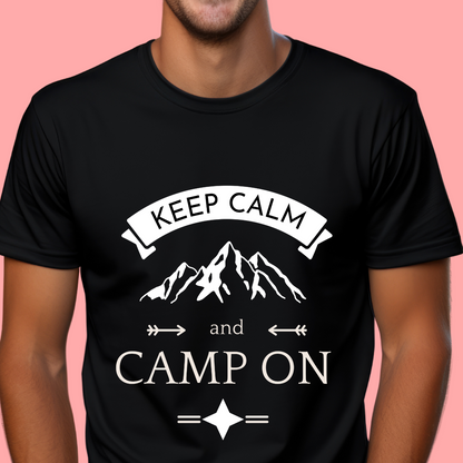 "Keep calm and camp on" Unisex Cotton Tee