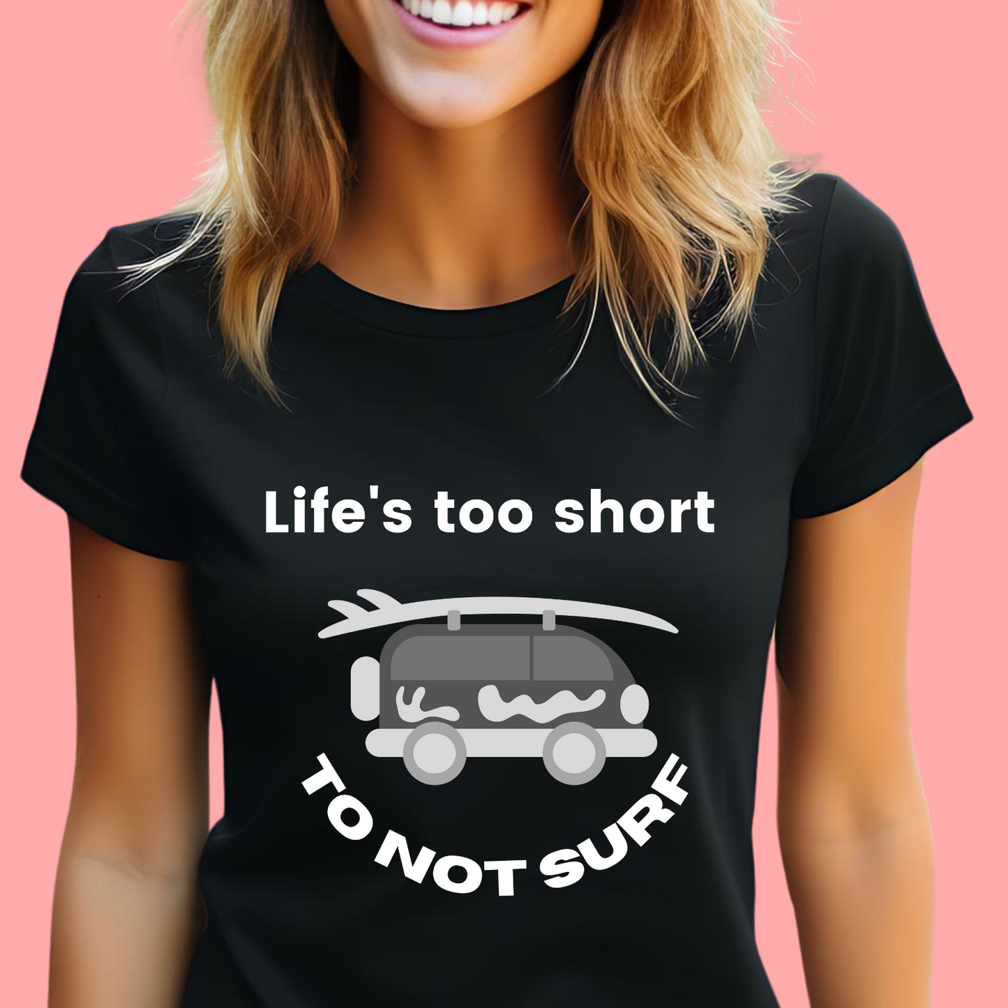 "Life's too short to not surf." Unisex Cotton Tee