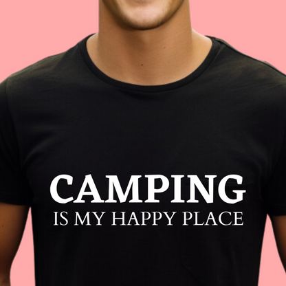 "Camping is My Happy Place" Unisex Cotton Tee