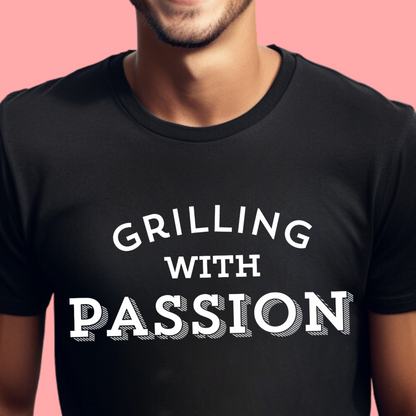 "Grilling with passion." Unisex Cotton Tee