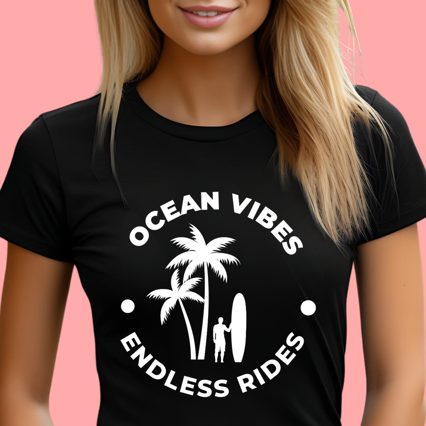 "Ocean vibes, endless rides" Unisex Cotton Tee