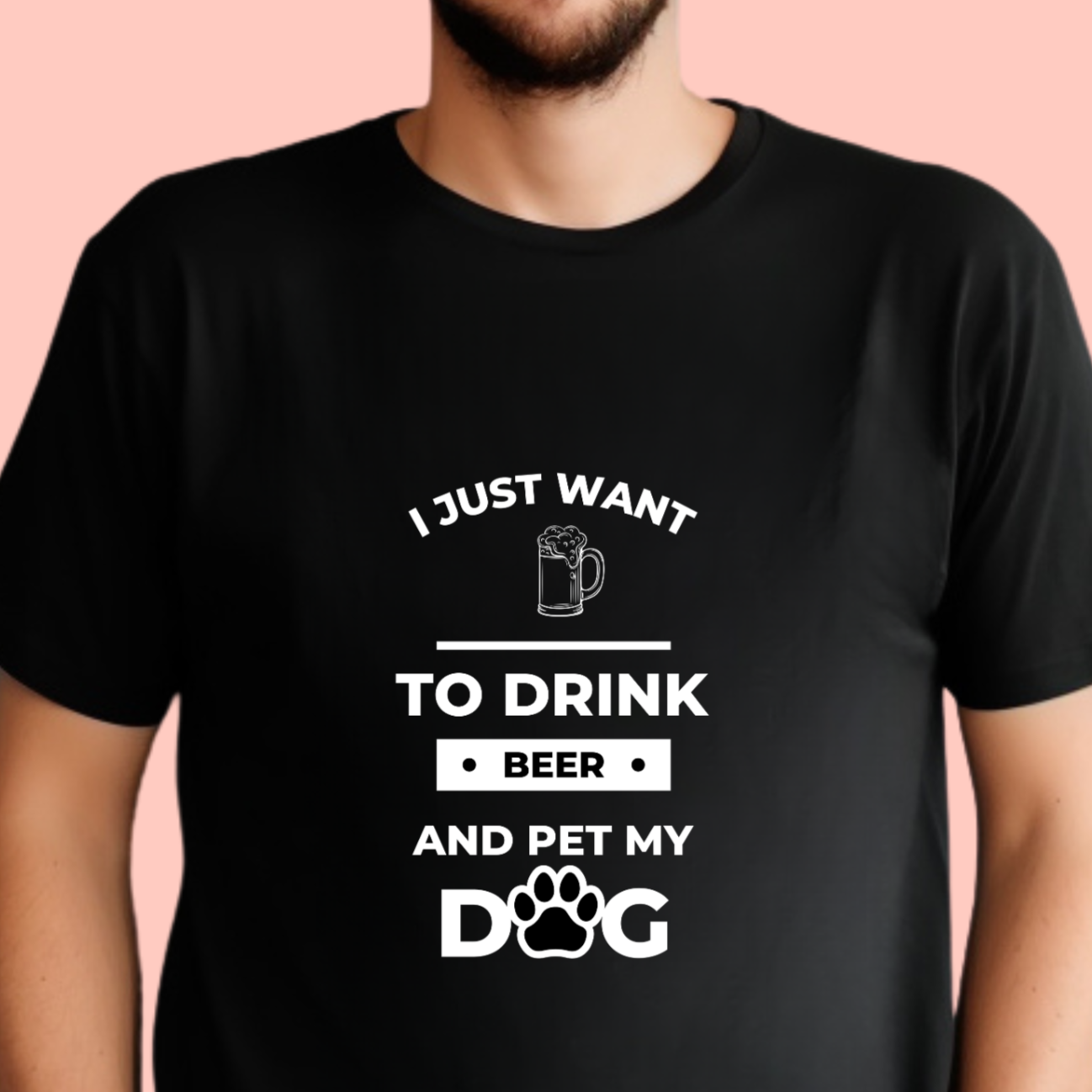 "I just want to drink beer and pet my dog" Unisex Cotton Tee