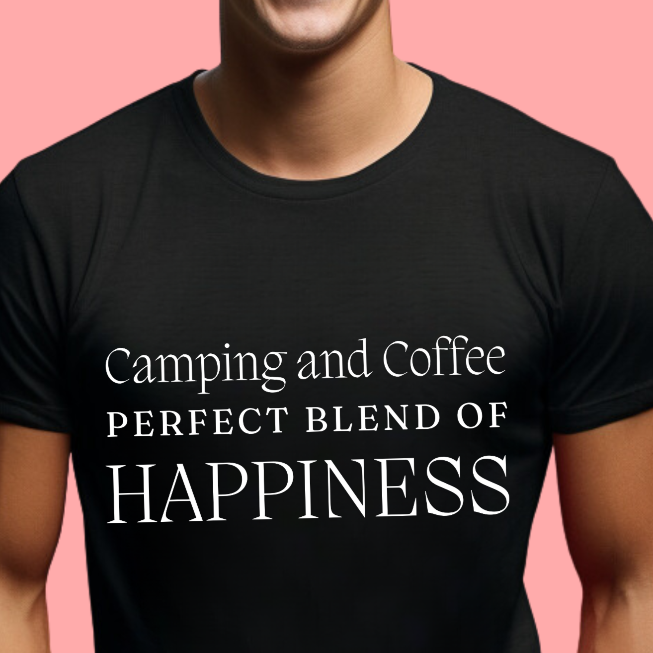 "Camping and Coffee: Perfect Blend of Happiness" Unisex Cotton Tee