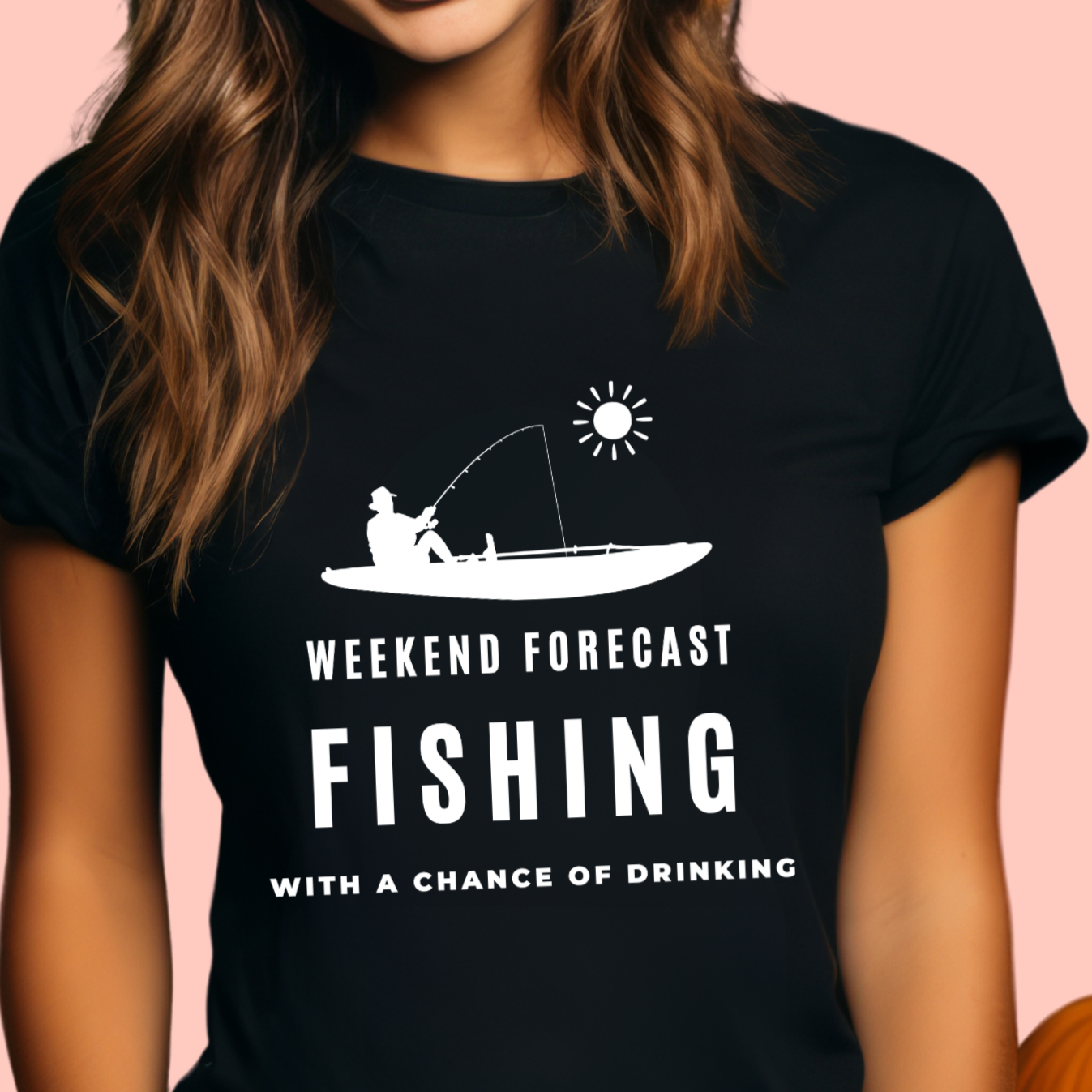 "Weekend forecast. Fishing with a chance of drinking" Unisex Cotton Tee