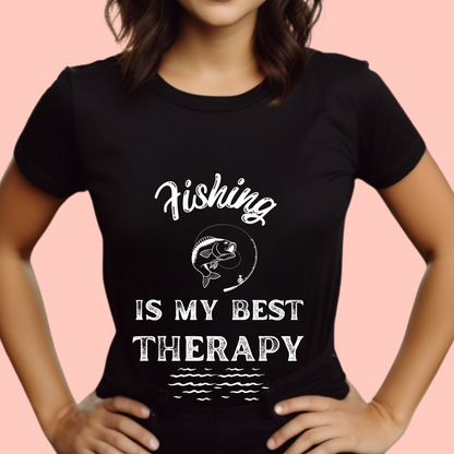 "Fishing is my best therapy" Unisex Cotton Tee