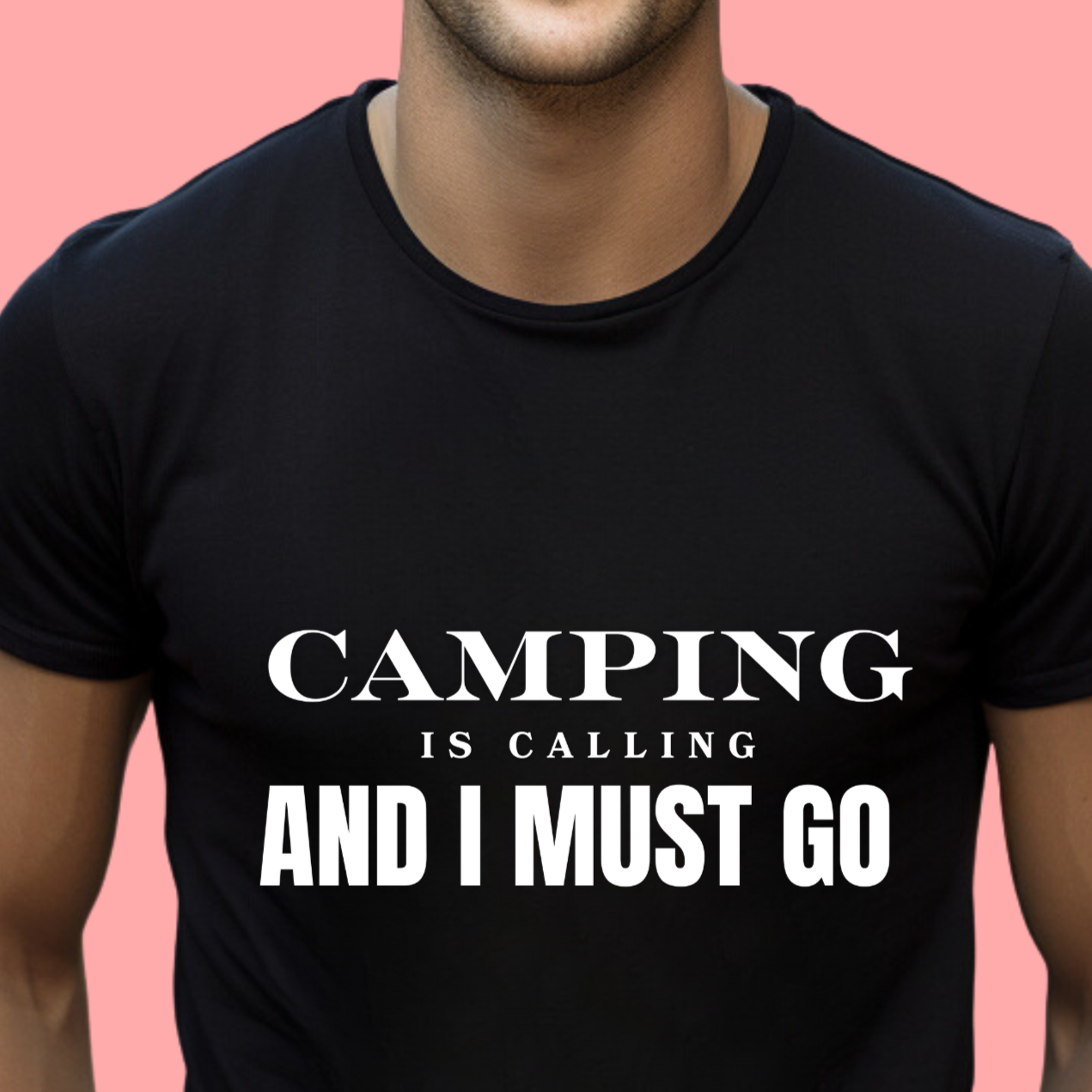 "Camping is calling and I must go" Unisex Cotton Tee