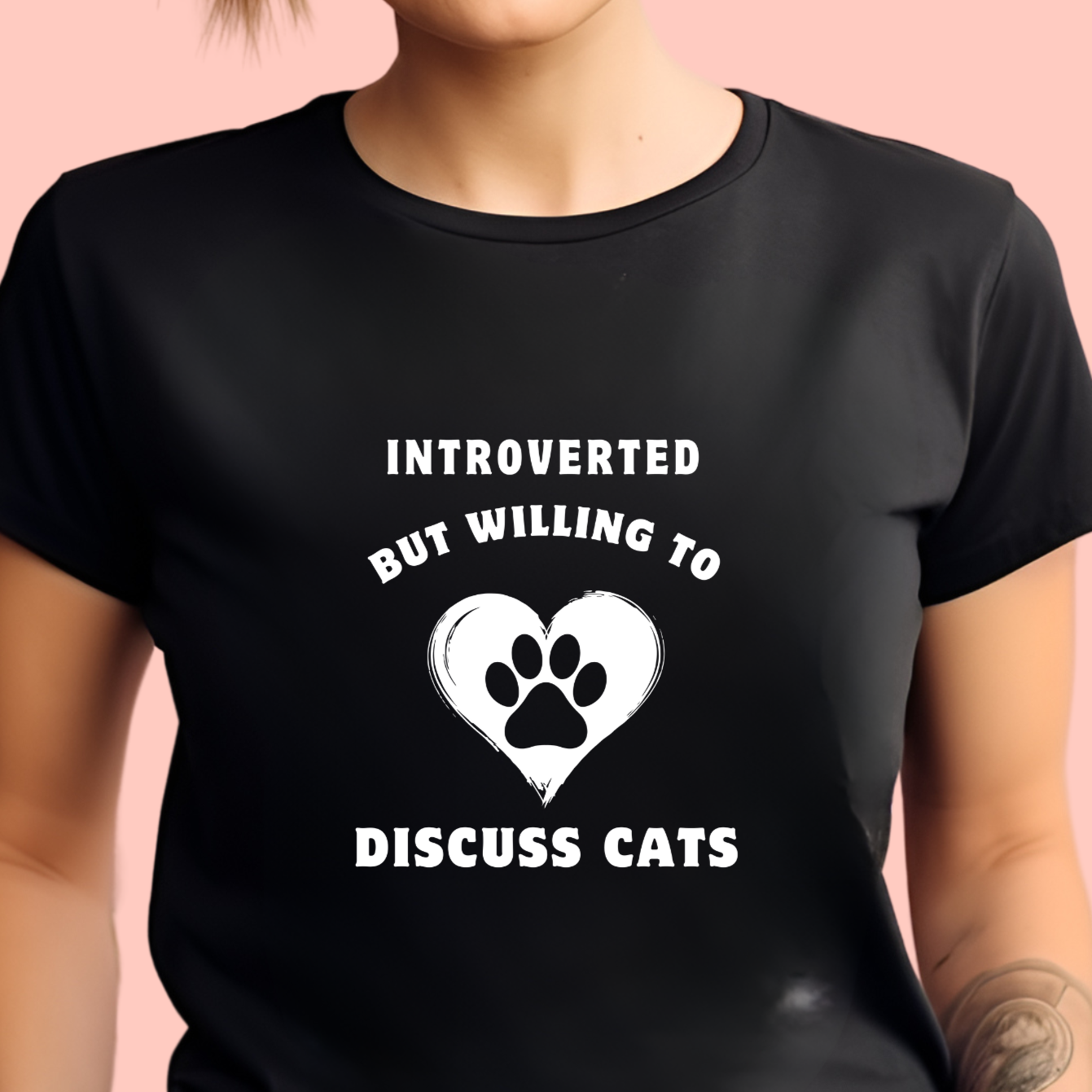 "Introverted but willing to discuss cats" Unisex Cotton Tee