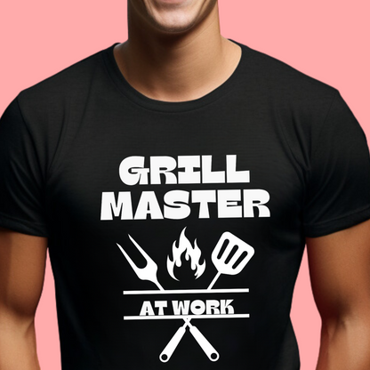 "Grill master at work." Unisex Cotton Tee