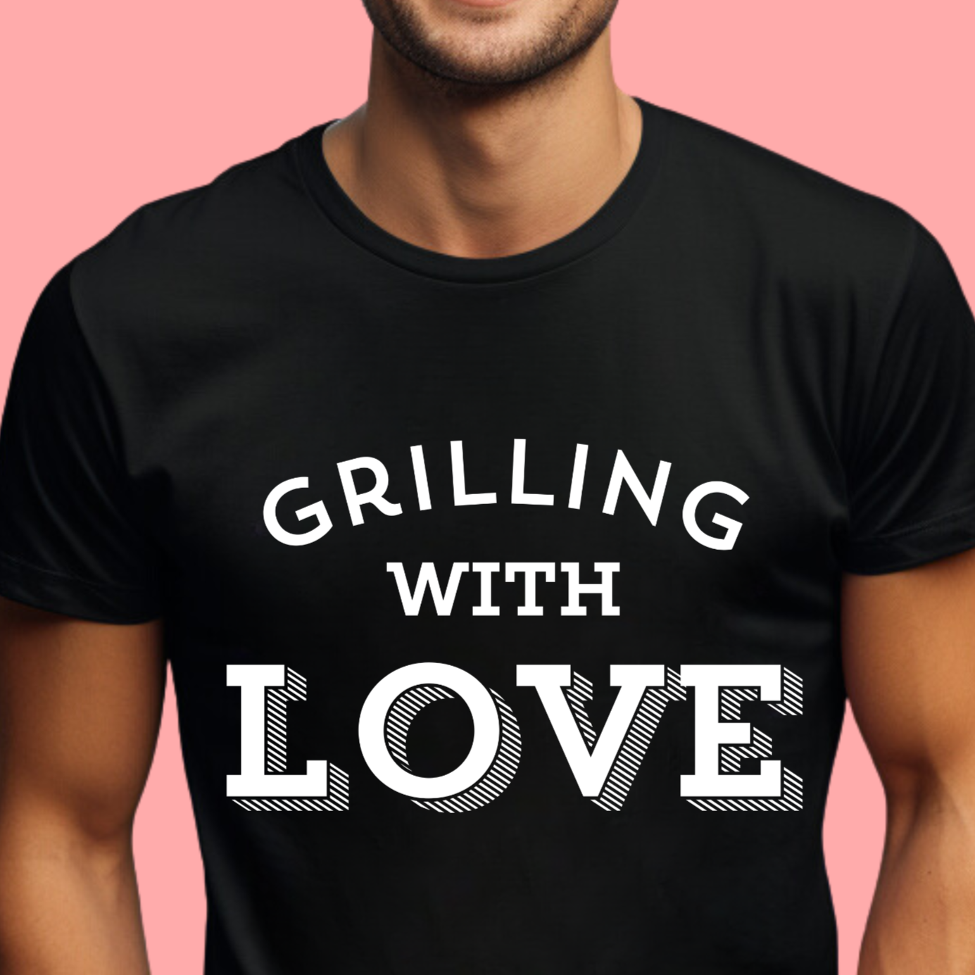 "Grilling with love." Unisex Cotton Tee