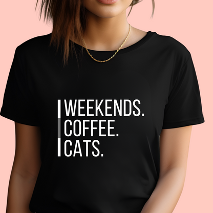 "Weekends coffee cats" Unisex Cotton Tee