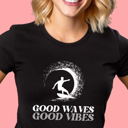 "Good waves good vibes" Unisex Cotton Tee