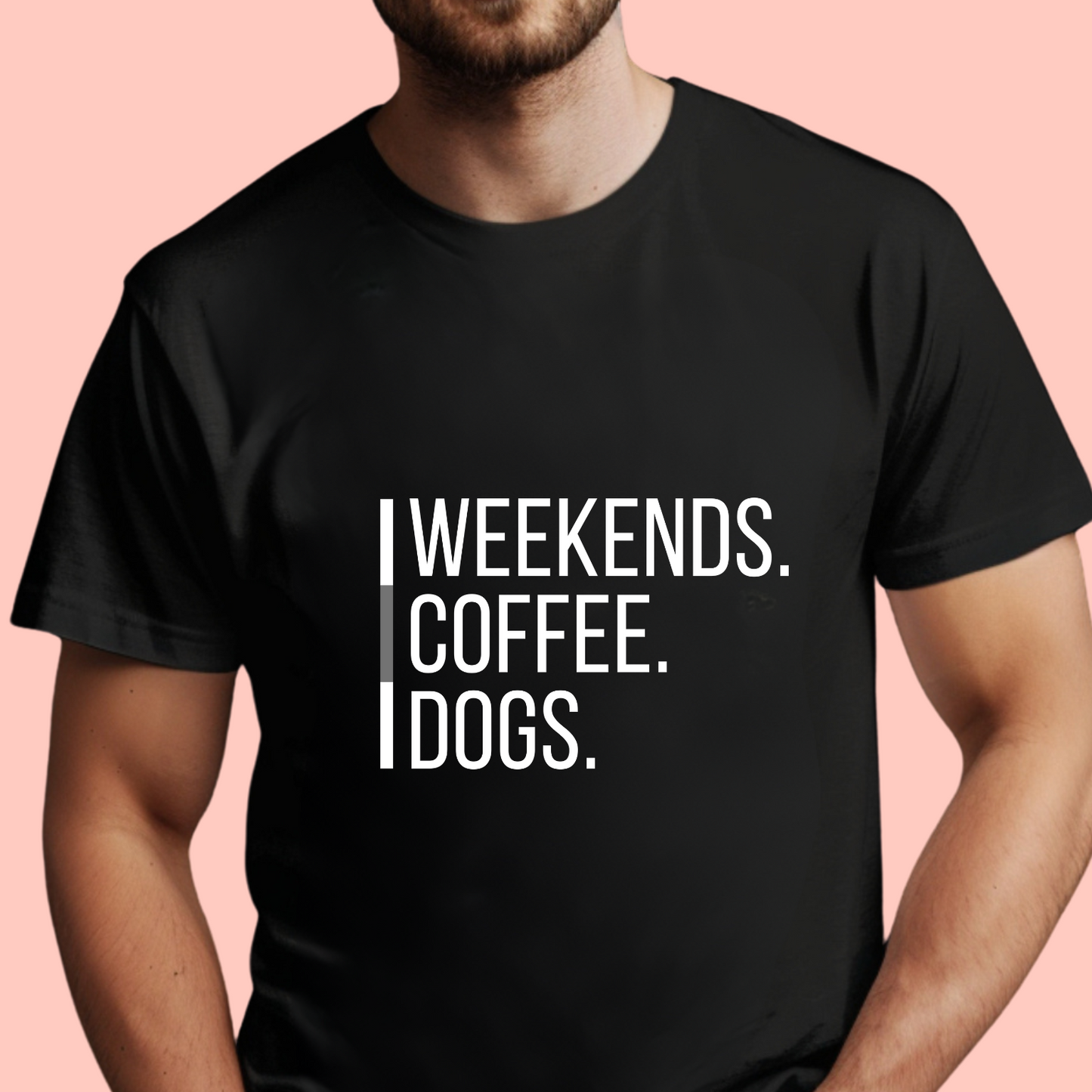 "Weekends coffee dogs" Unisex Cotton Tee