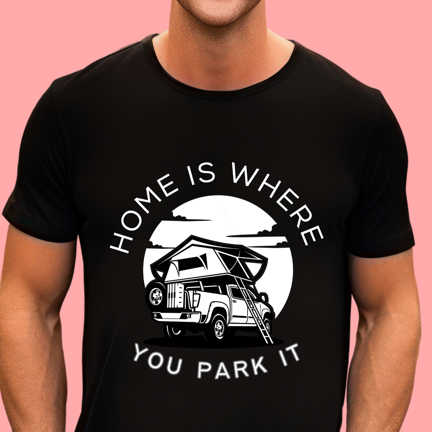 "Home is where you park it" Unisex Cotton Tee