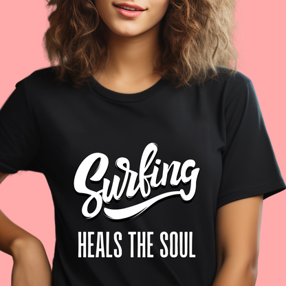 "Surfing heals the soul" Unisex Cotton Tee