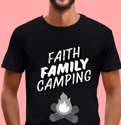 "Faith. Family. Camping" Unisex Cotton Tee