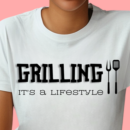 "Grilling: it's a lifestyle." Unisex Cotton Tee