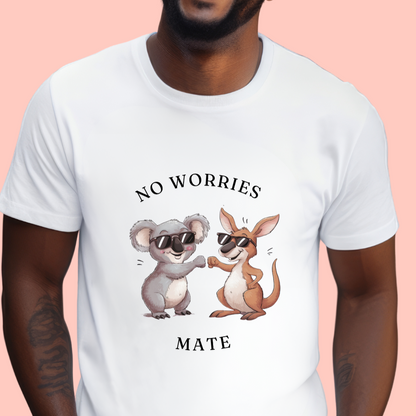 "No worries mate" Unisex Cotton Tee