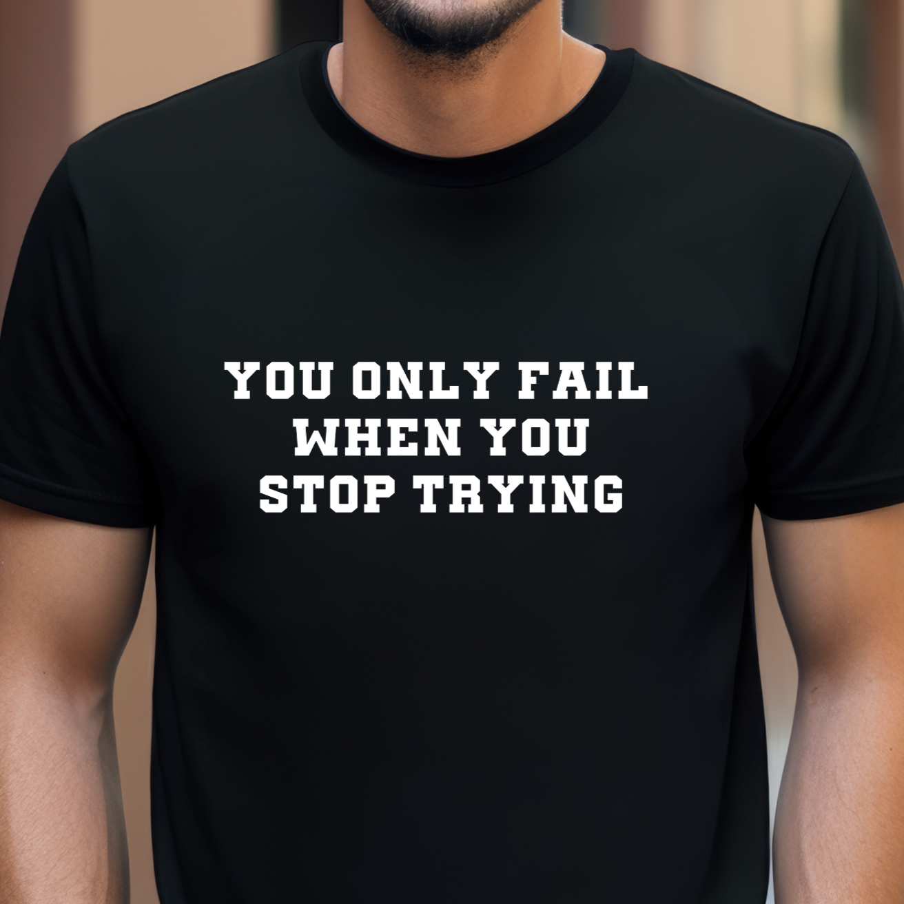 "You only fail  when you stop trying." Unisex Cotton Tee