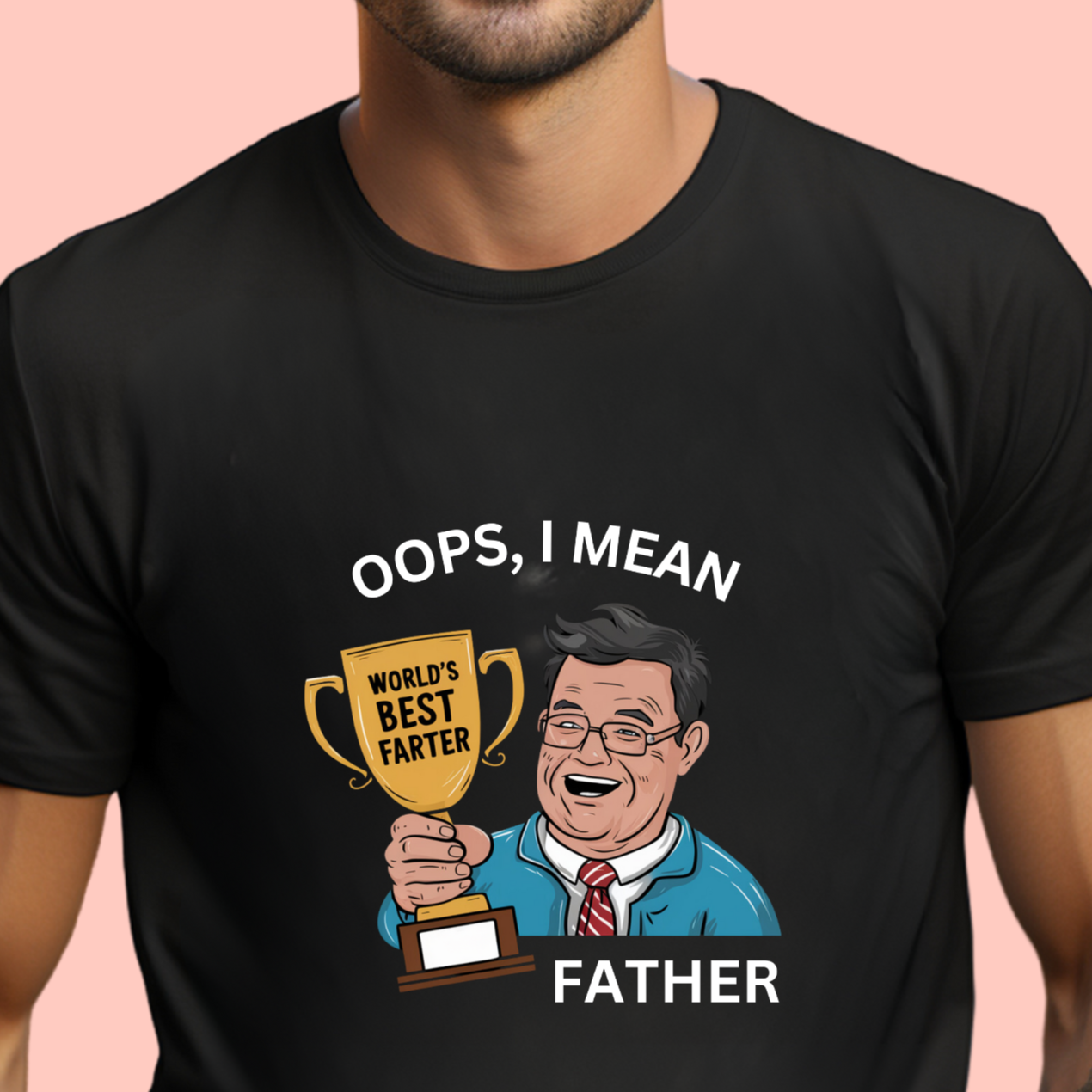 "World's best farter. Oops I mean father" Unisex Cotton Tee