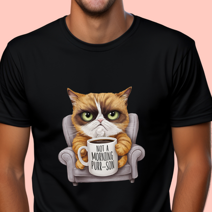 "Not a morning purr-son" Unisex Cotton Tee