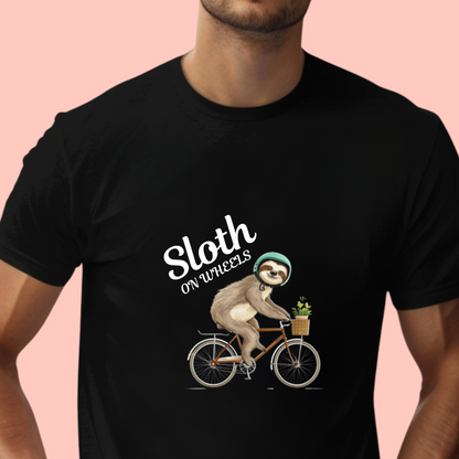 "Sloth on wheels" Unisex Cotton Tee