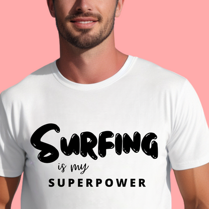 "Surfing is my superpower." Unisex Cotton Tee