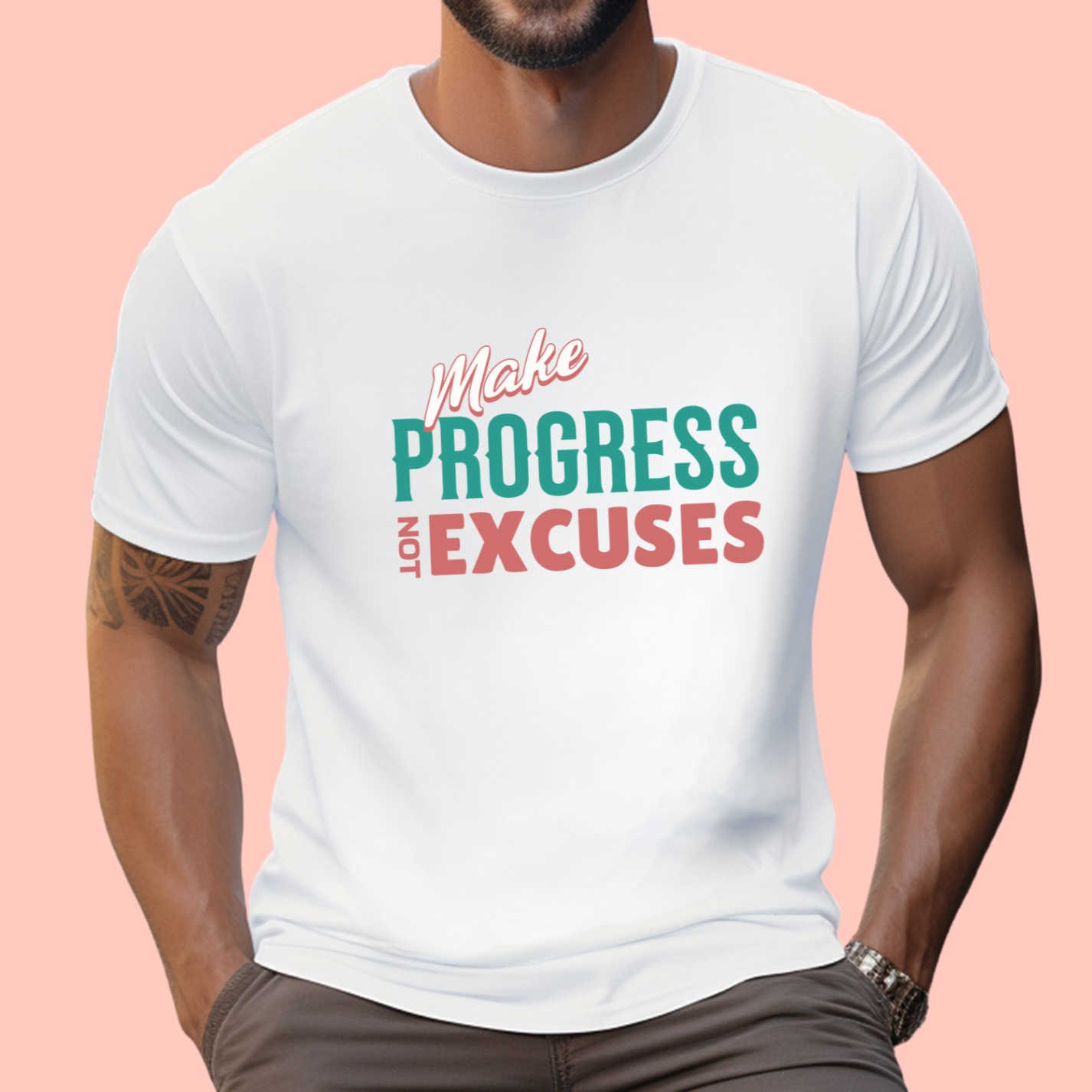 "Make progress, not excuses" Unisex Cotton Tee