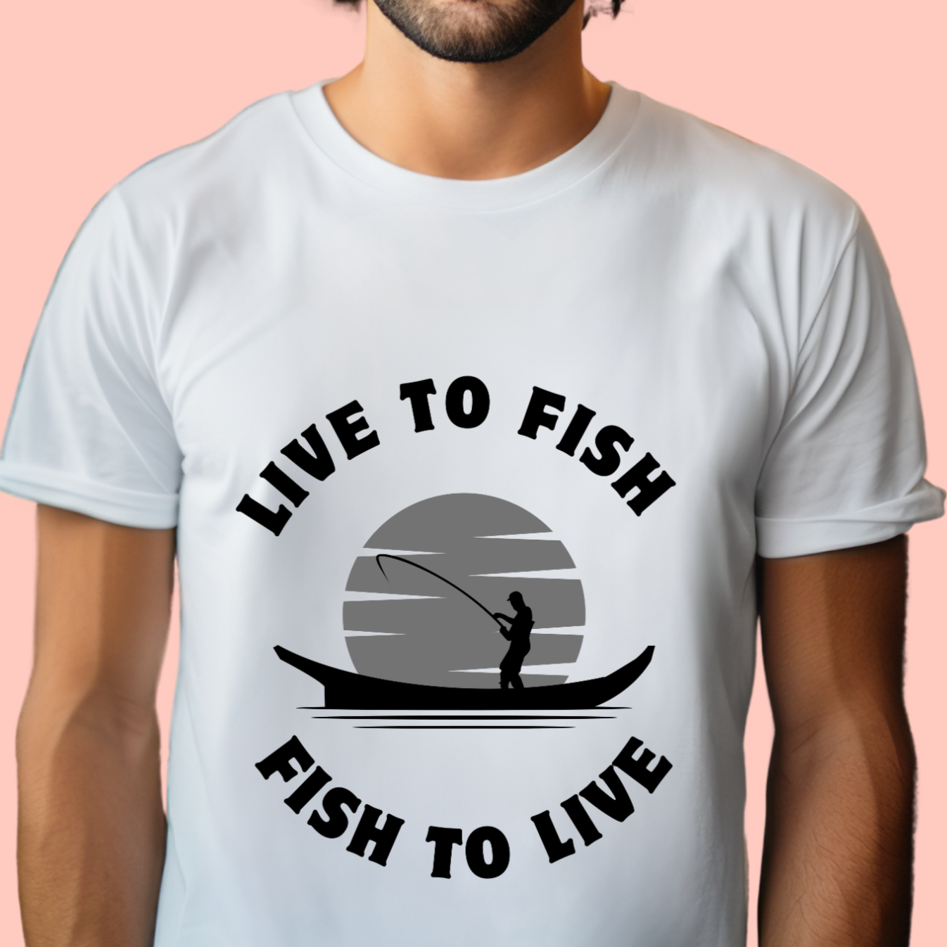 "Live to fish fish to live" Unisex Cotton Tee