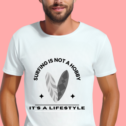 "Surfing is not a hobby, it’s a lifestyle. " Unisex Cotton Tee