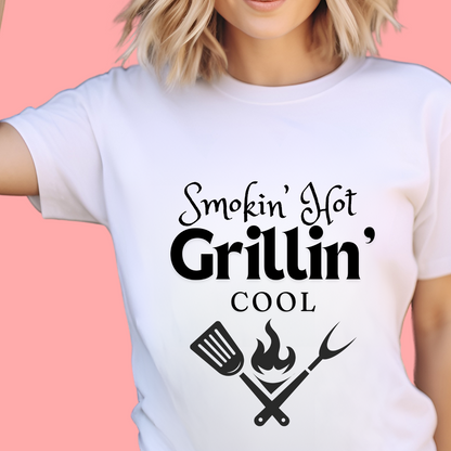 "Smokin' hot and grillin' cool." Unisex Cotton Tee