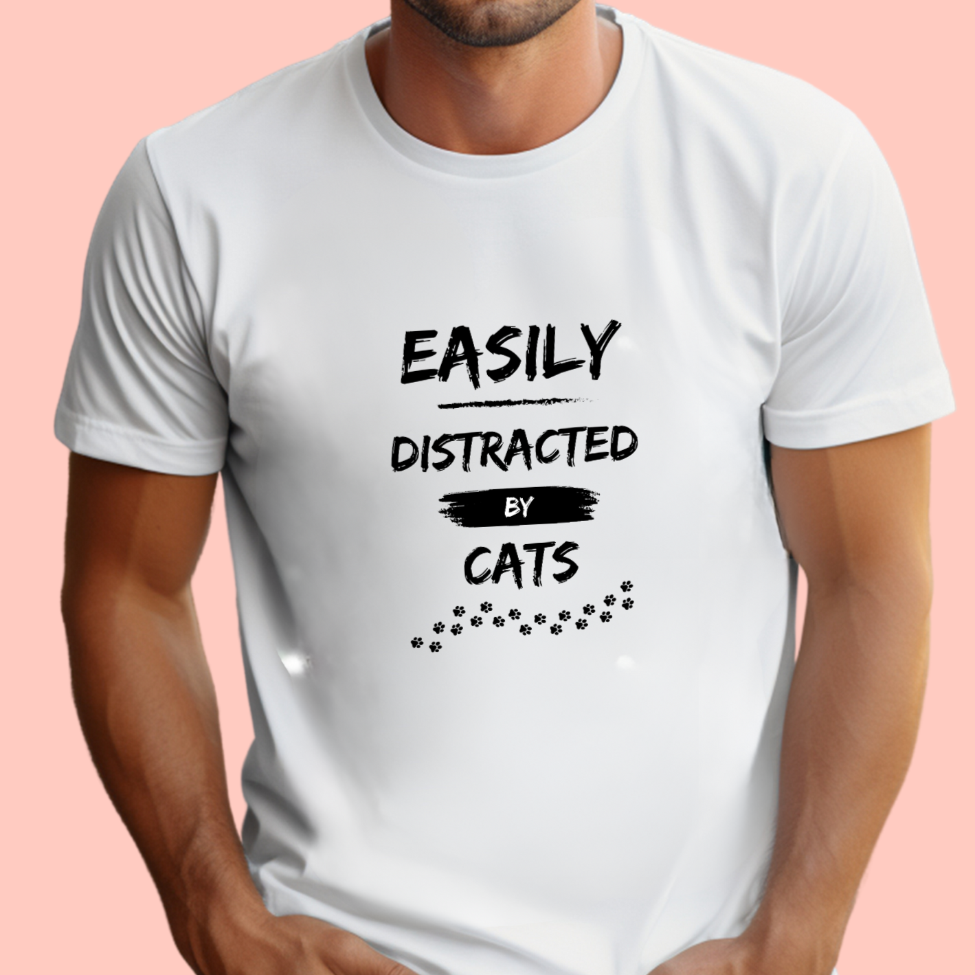 "Easily distracted by cats" Unisex Cotton Tee