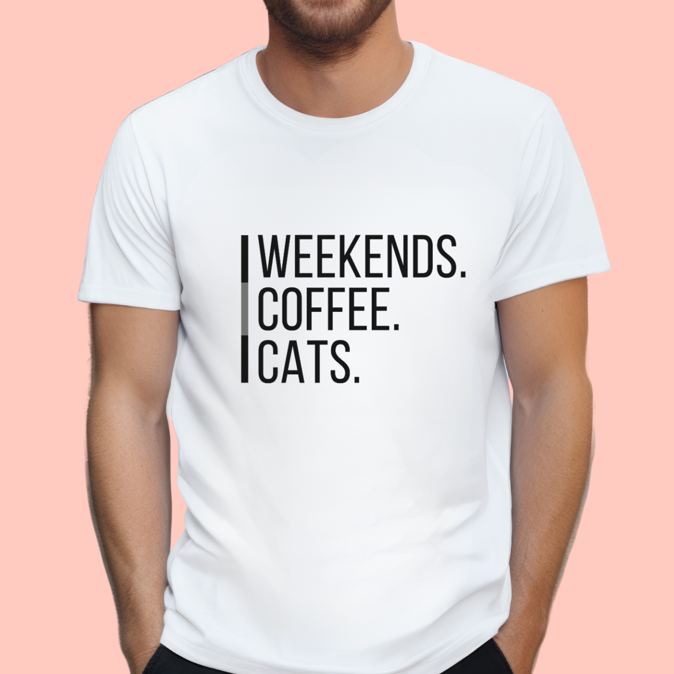 "Weekends coffee cats" Unisex Cotton Tee