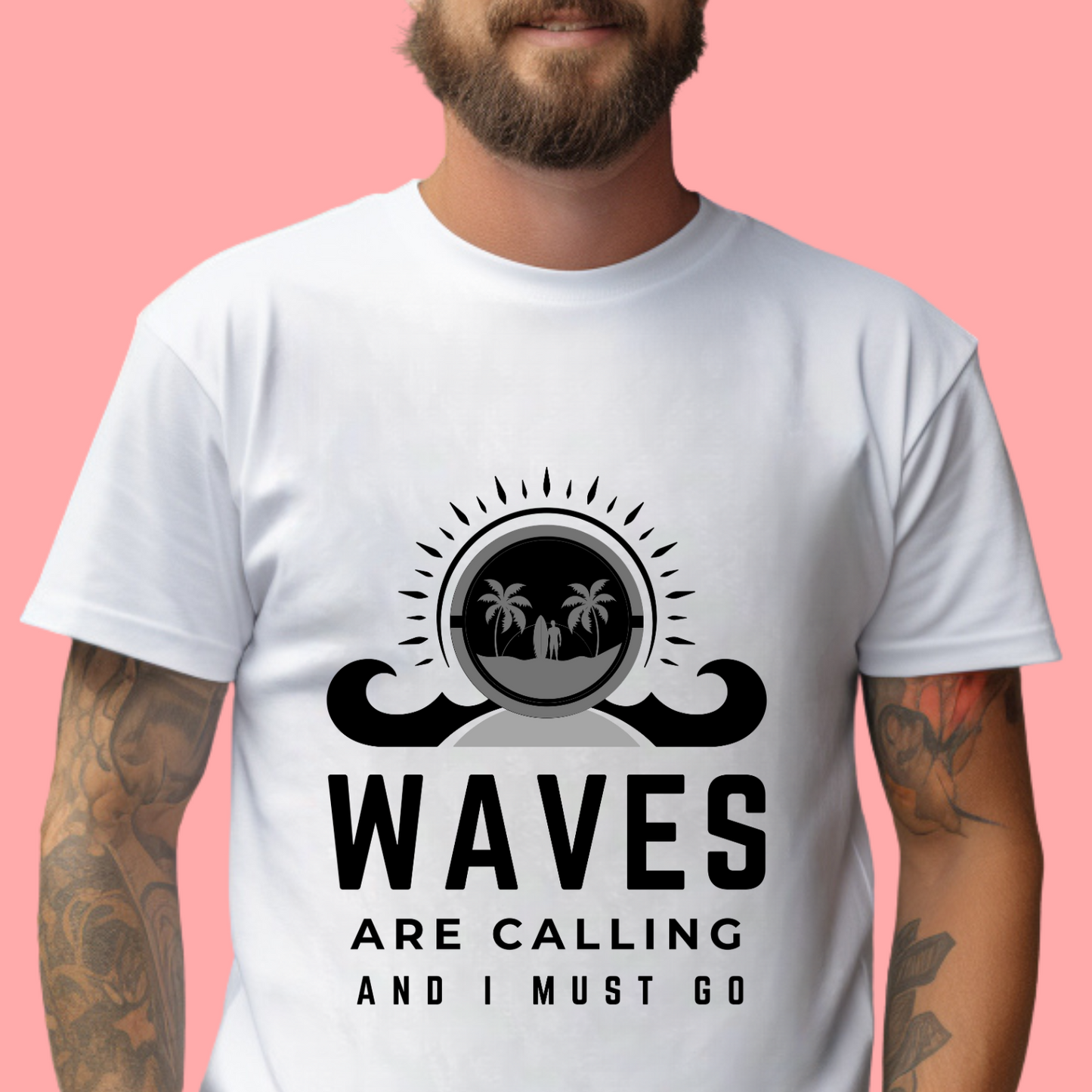 "Waves are calling and I must go." Unisex Cotton Tee